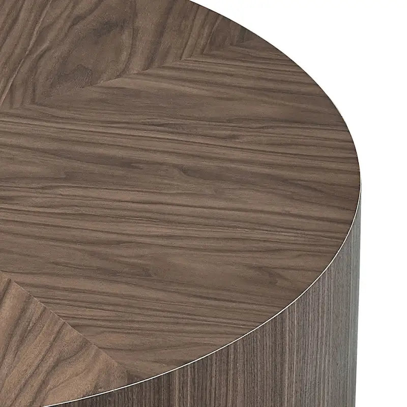 35.43 Inch Modern Round Coffee Table MDF Coffee Table for Living Room,Drum Center Table for Apartment,No Need Assembly