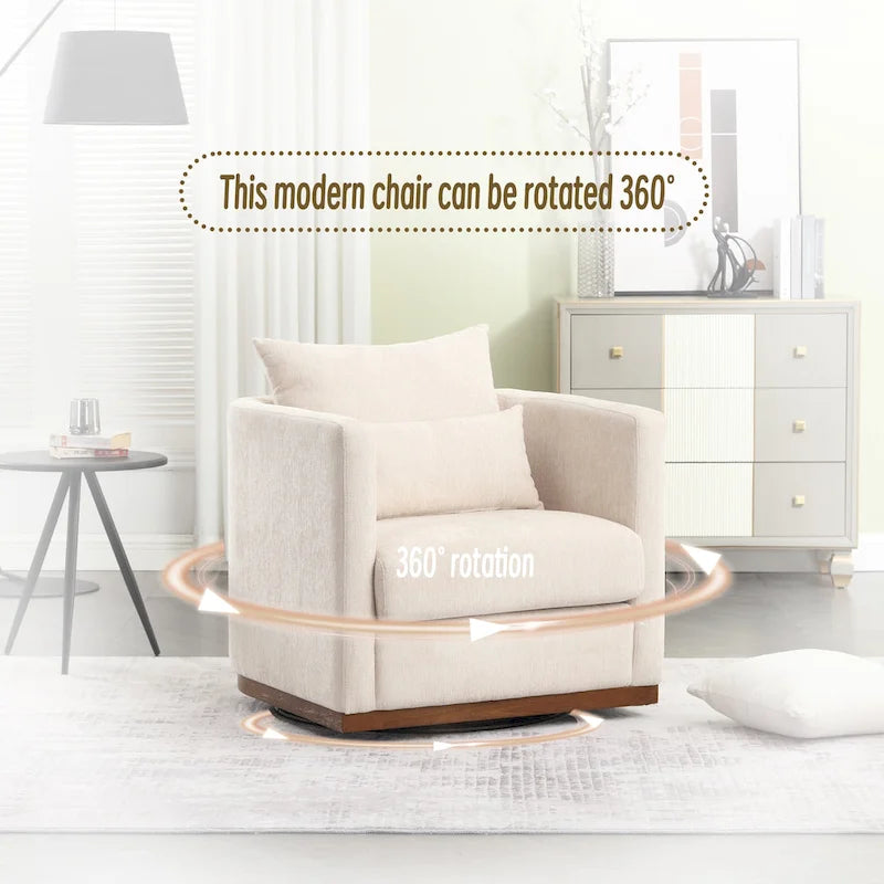 Swivel Barrel Chair, Comfy Round Accent Sofa Chair for Living Room, 360 Degree Swivel Barrel Club Chair