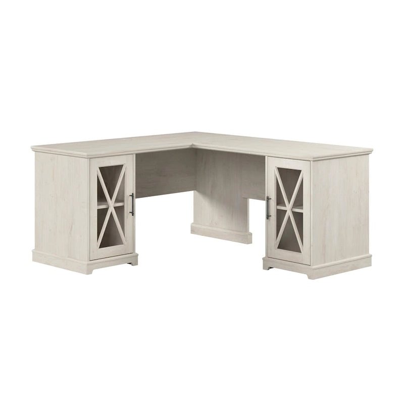 Lennox Farmhouse L Shaped Desk with Storage Cabinets by Bush Furniture