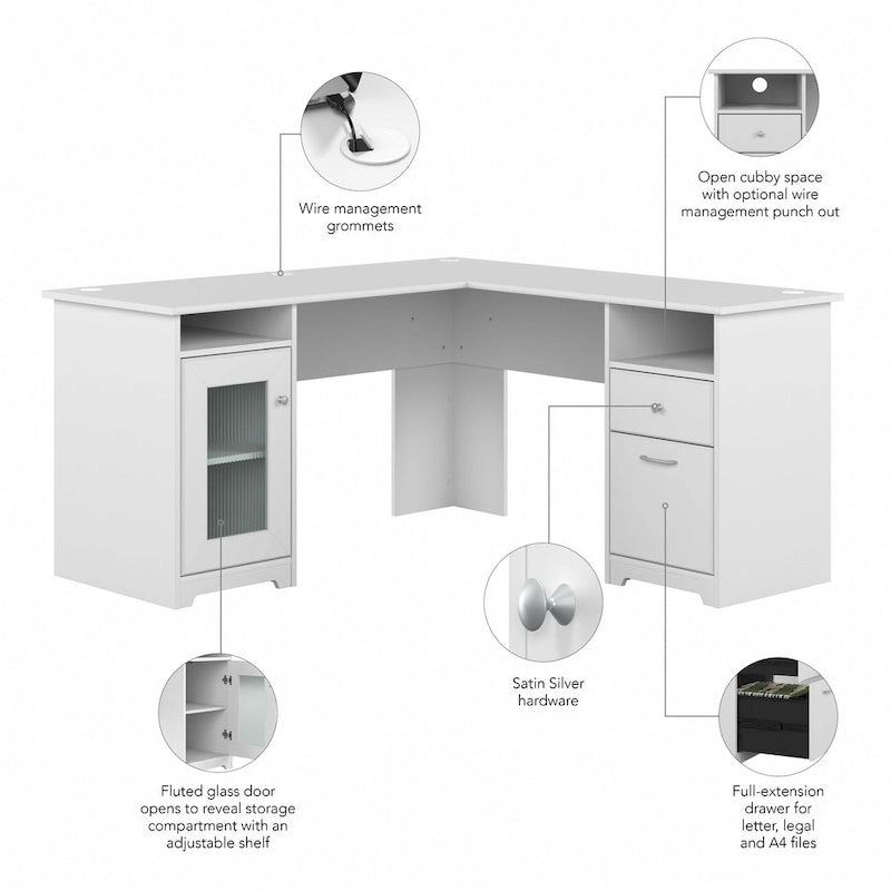 Cabot 60W L Shaped Computer Desk with Storage by Bush Furniture