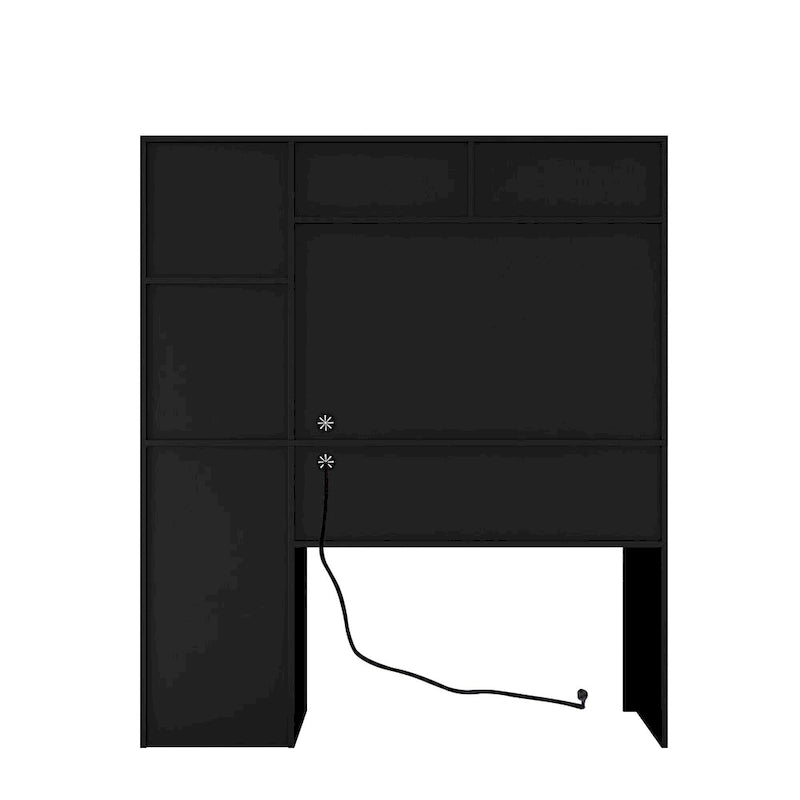 Modern Computer Office Desk with Charging Ports and Lockable Storage for Home Office or Compact Workspaces