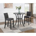 3-Piece Bar Height Dining Table and Chair Set Patio Dining Table and Chair Sets with Studded Trim and Storage for Living Room