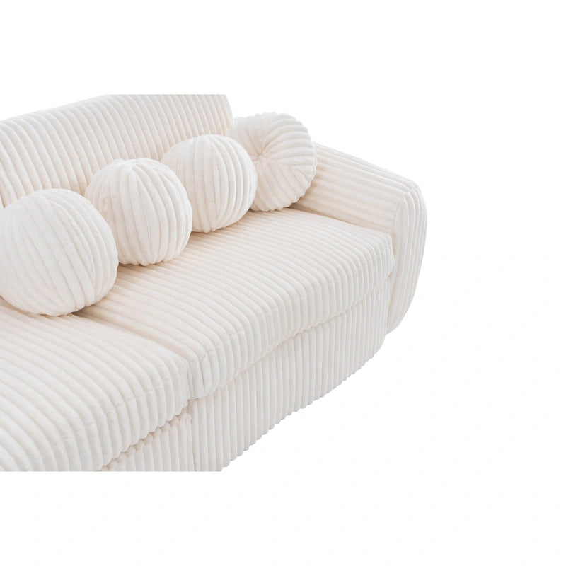 84.4 Corduroy 3-Seater Sofa with Solid Wood Frame, Comfortable Cushions