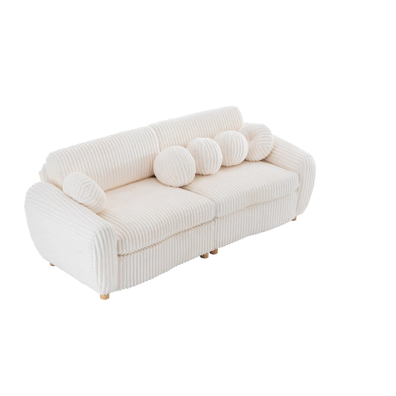 84.4 Corduroy 3-Seater Sofa with Solid Wood Frame, Comfortable Cushions