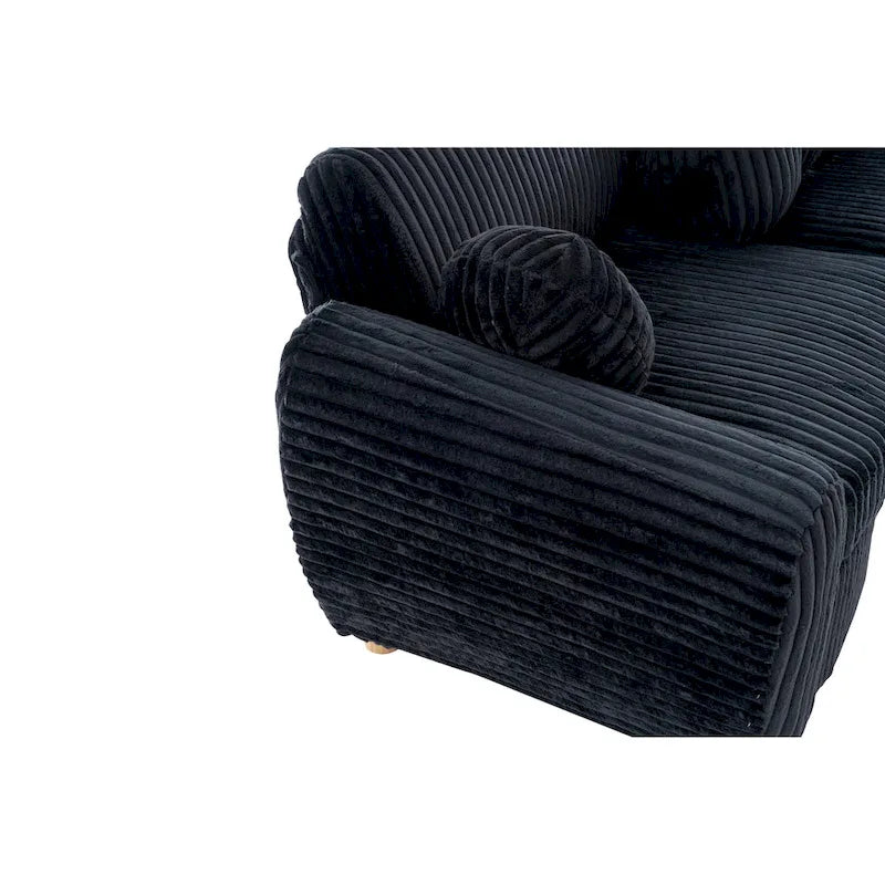 84.4 Corduroy 3-Seater Sofa with Solid Wood Frame, Comfortable Cushions