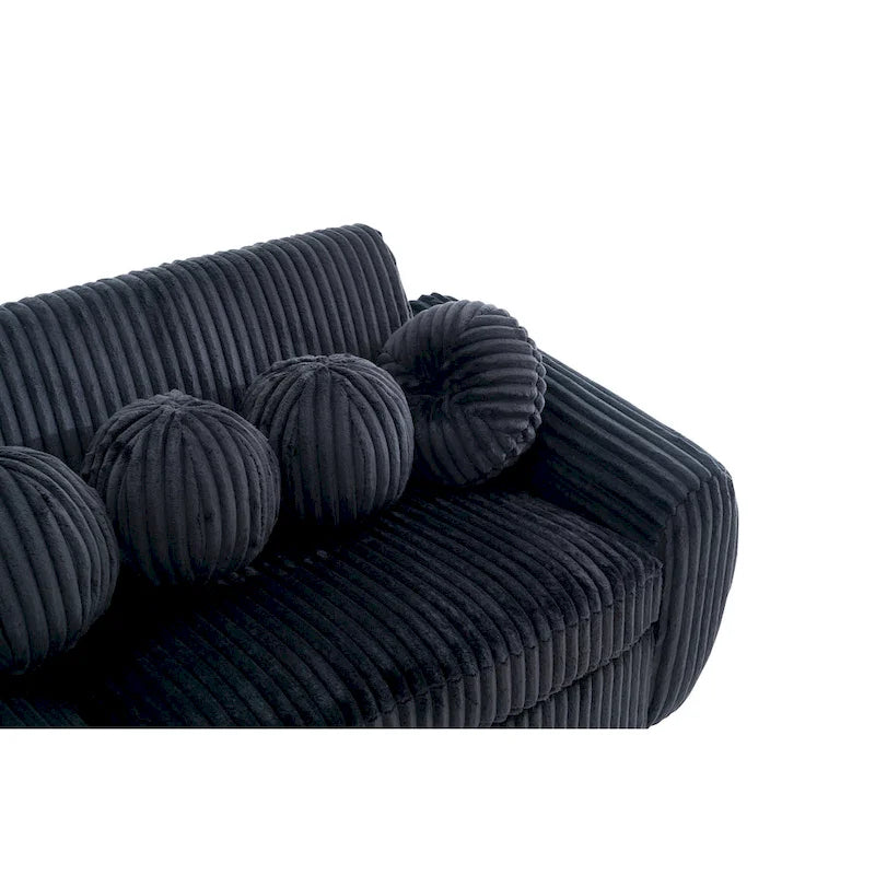 84.4 Corduroy 3-Seater Sofa with Solid Wood Frame, Comfortable Cushions