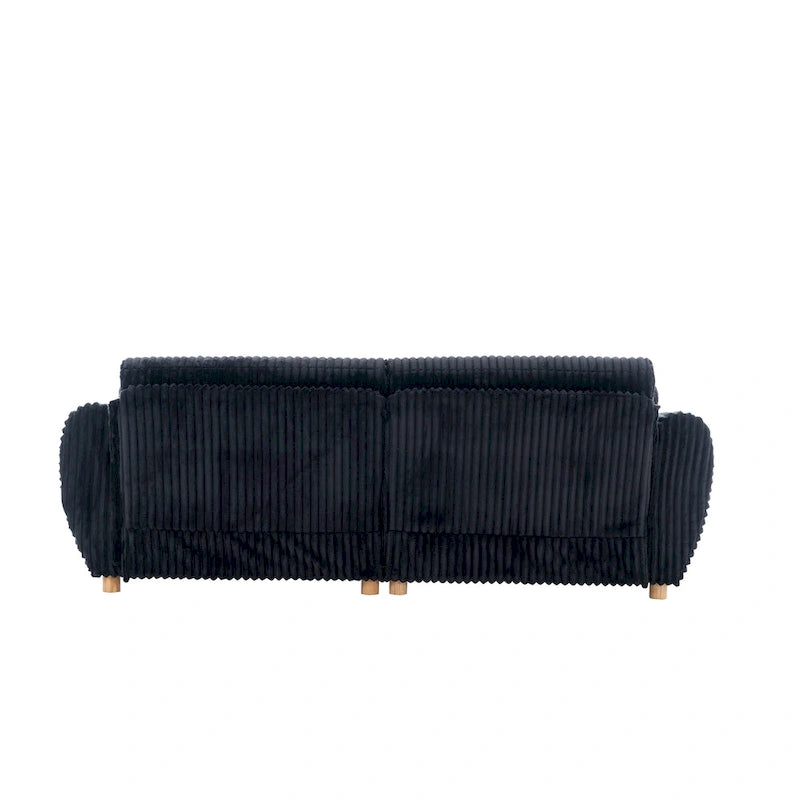 84.4 Corduroy 3-Seater Sofa with Solid Wood Frame, Comfortable Cushions