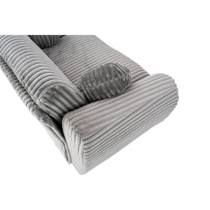 84.4 Corduroy 3-Seater Sofa with Solid Wood Frame, Comfortable Cushions