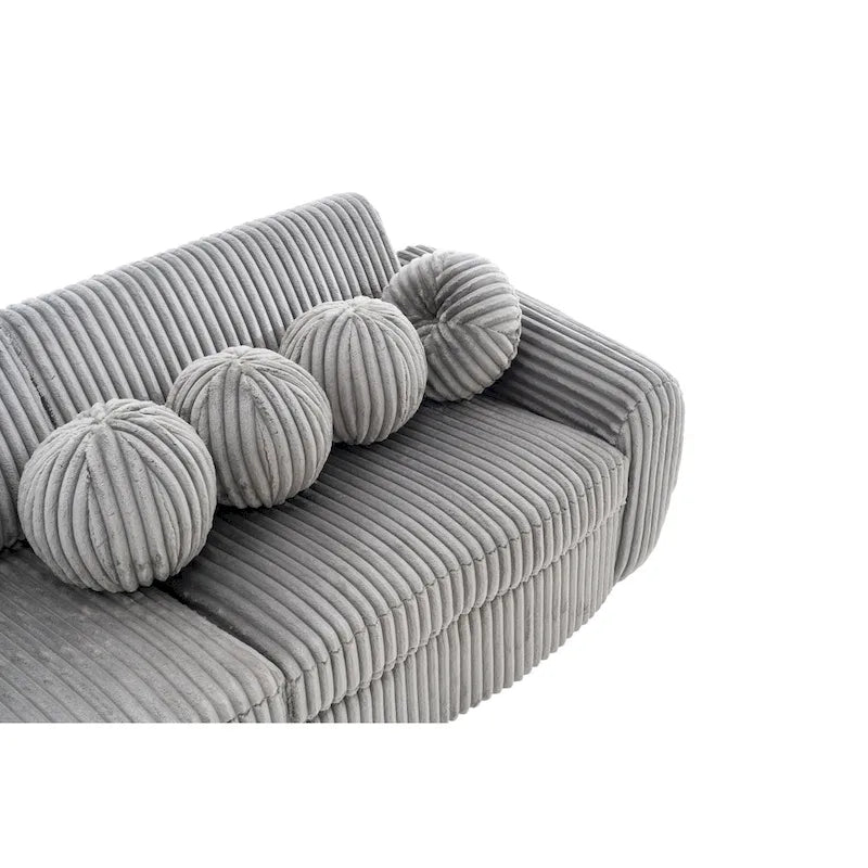 84.4 Corduroy 3-Seater Sofa with Solid Wood Frame, Comfortable Cushions