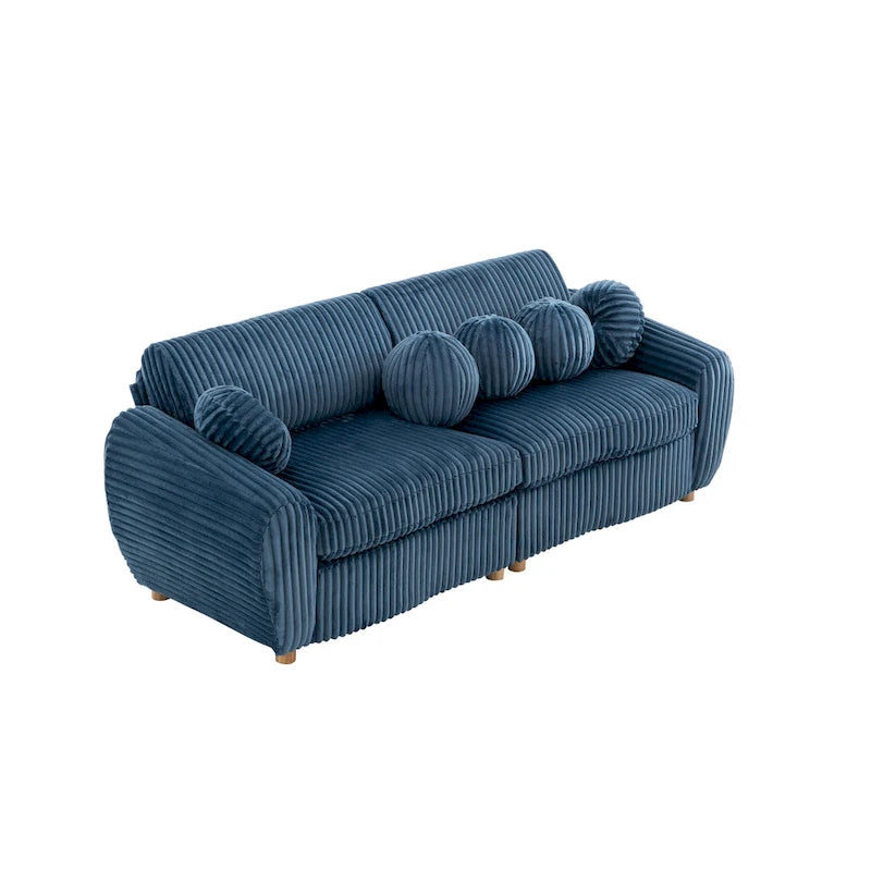 84.4 Corduroy 3-Seater Sofa with Solid Wood Frame, Comfortable Cushions