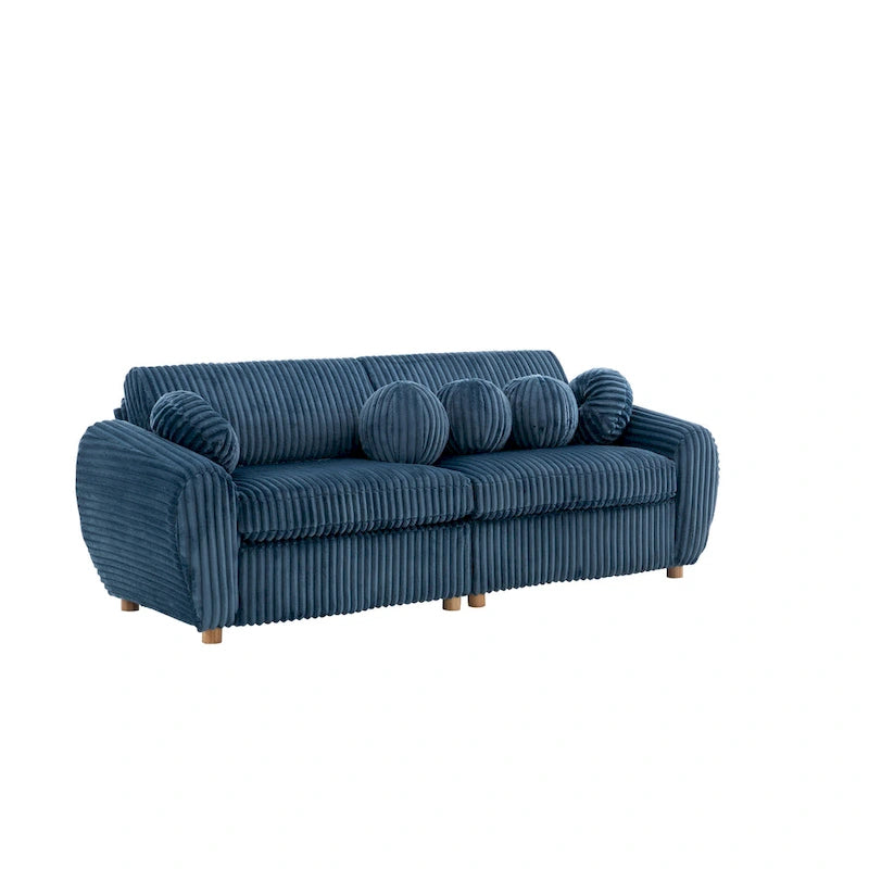 84.4 Corduroy 3-Seater Sofa with Solid Wood Frame, Comfortable Cushions