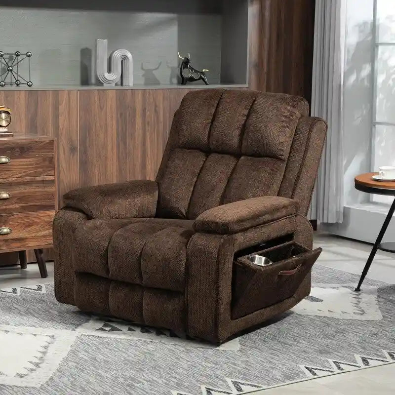 Power Lift Recliner with Extended Footrest,Overstuffed Chenille Dual Motor Recliners with Heat/Message,USB Type C Charging