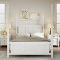 Roomfitters Queen Size Poster Bed, Traditional Wood Frame, Horizontal Grille Design, White
