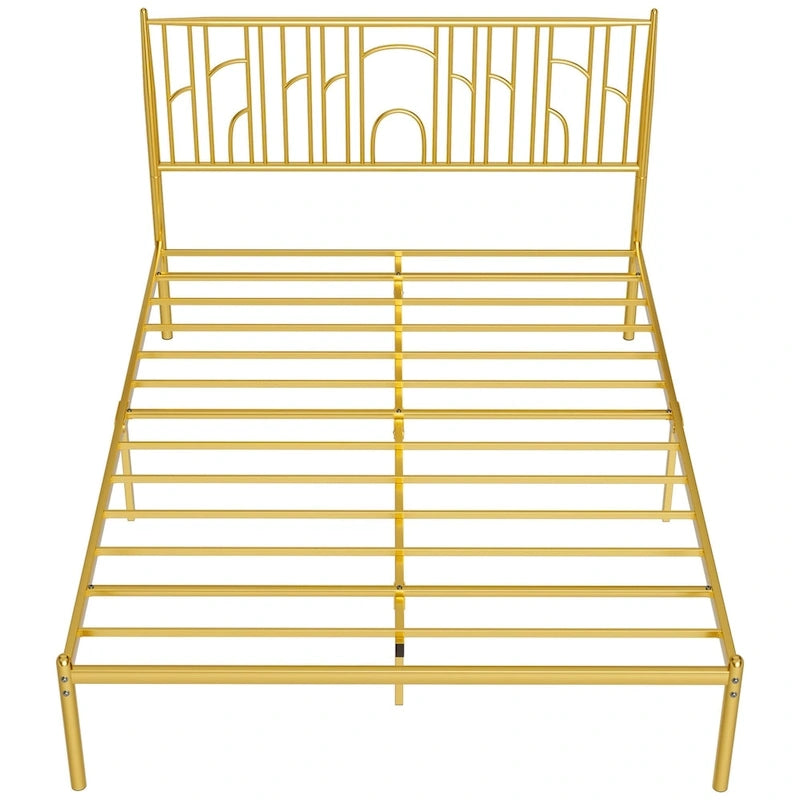 Queen Platform Bed with Decorative Finial Posts & Underbed Storage, No Box Spring Needed