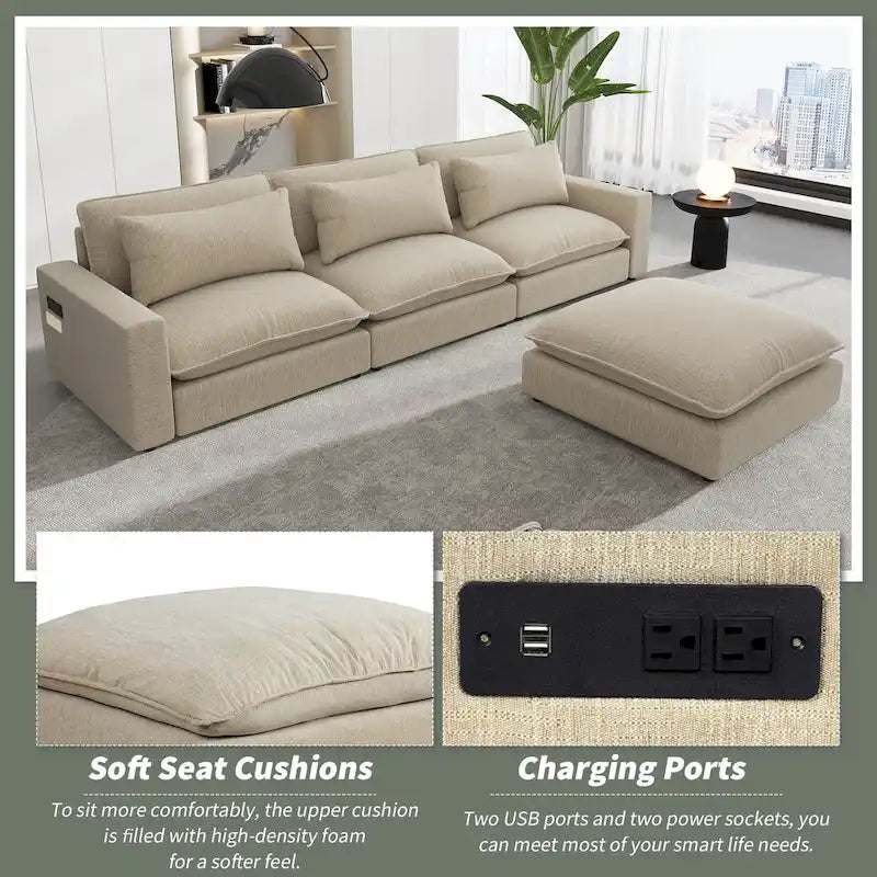 L-Shaped Reversible Sleeper Sectional Couch Pull Out Sofa Bed with Storage Racks, 2 Pillows and USB Port for Living Room