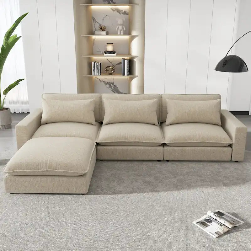 L-Shaped Reversible Sleeper Sectional Couch Pull Out Sofa Bed with Storage Racks, 2 Pillows and USB Port for Living Room
