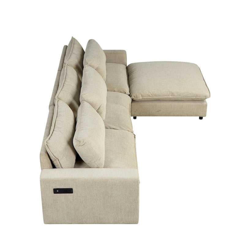 L-Shaped Reversible Sleeper Sectional Couch Pull Out Sofa Bed with Storage Racks, 2 Pillows and USB Port for Living Room
