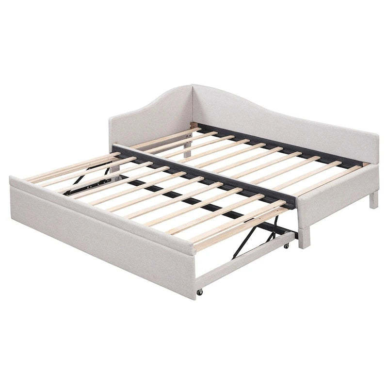 L-Shaped Upholstered Daybed with Pop Up Trundle