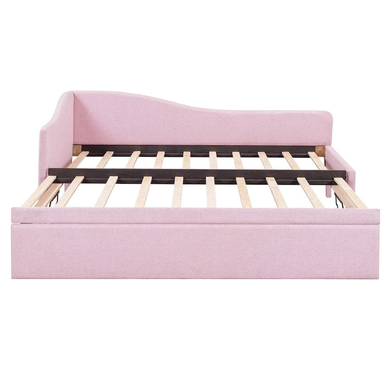 L-Shaped Upholstered Daybed with Pop Up Trundle