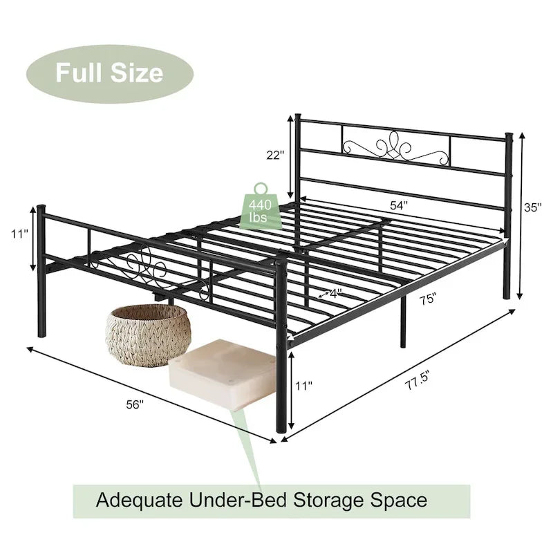 Costway Twin/Queen/Full Metal Platform Bed Frame with Headboard and
