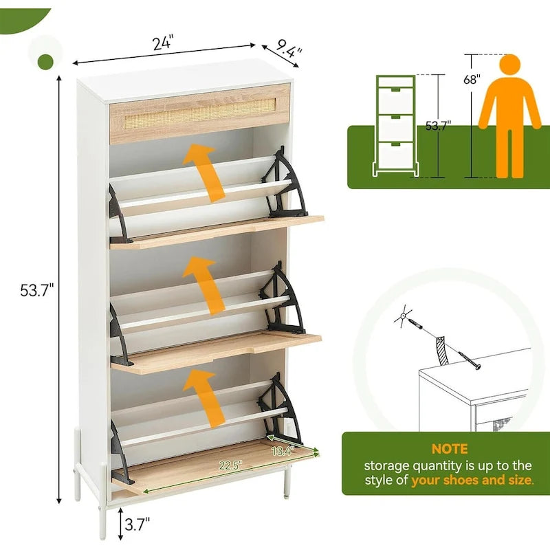 Rattan Shoe Cabinet for Entryway