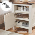 Farmhouse Nightstand with Charging Station, Wood End Table, Side Table