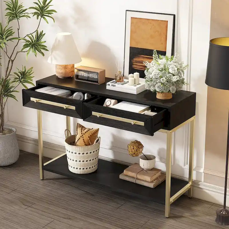 Wood Console Entryway Table with 2 Drawers for Living Room, Entryway