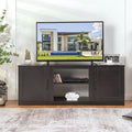 TV Stand 58 Console Center W/ 2 Cabinets for 65 TV Black - 58 inches