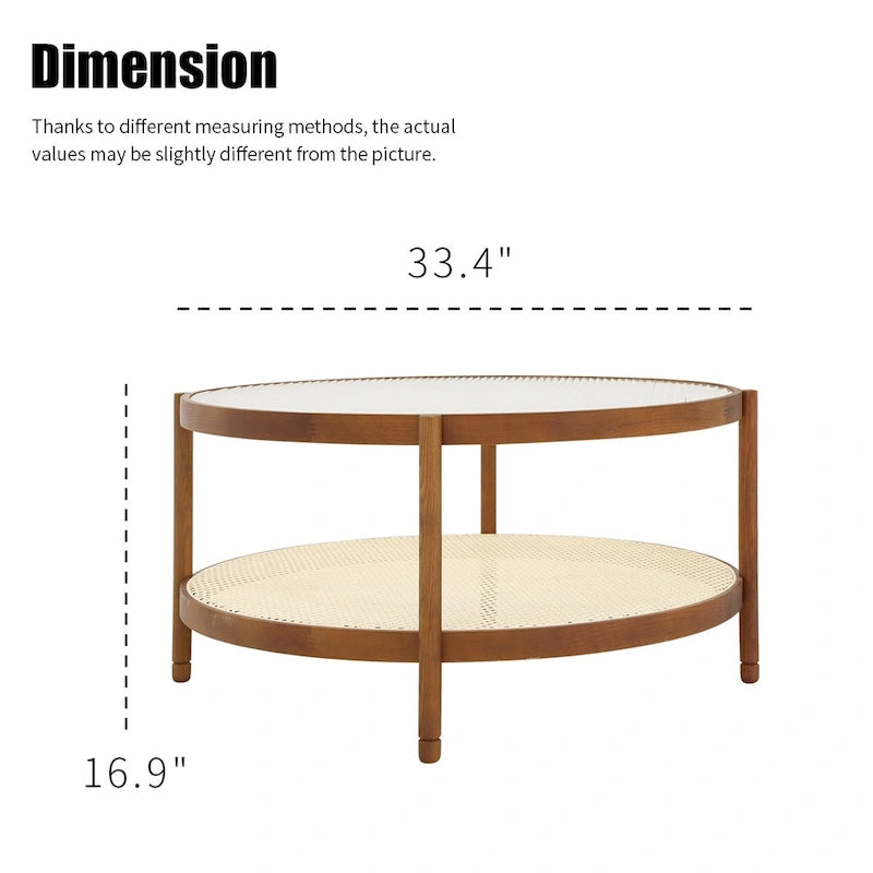 Modern Farmhouse Coffee Table Set Nesting Round Wooden Table Side Table Set for Living Room, Bedroom