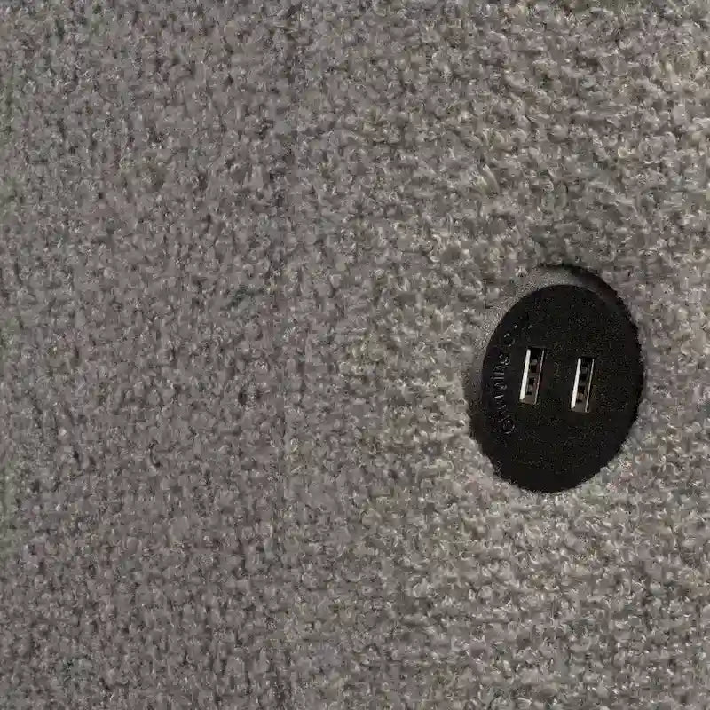 Queen Size Upholstered Platform Bed with USB Port and 2 Drawers, Wood Daybed Frame with Backrest Design, No Box Spring Needed