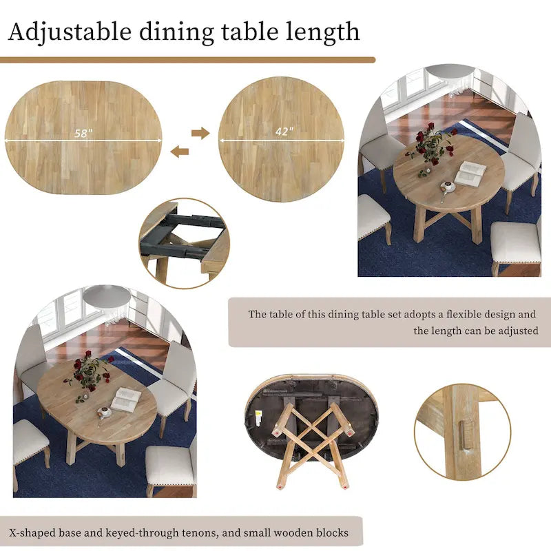 Round Extendable Dining Table With 16 Leaf Kitchen Table End Table Coffee Working Desk Solid Wood Dining Room Table