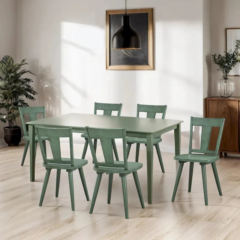 Vintage Panel Back Wooden Dining Chairs