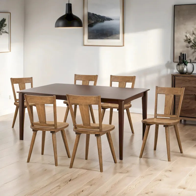 Vintage Panel Back Wooden Dining Chairs