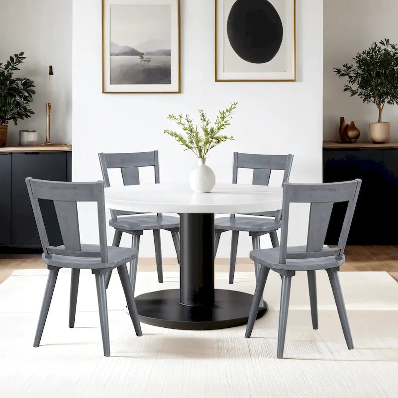 Vintage Panel Back Wooden Dining Chairs