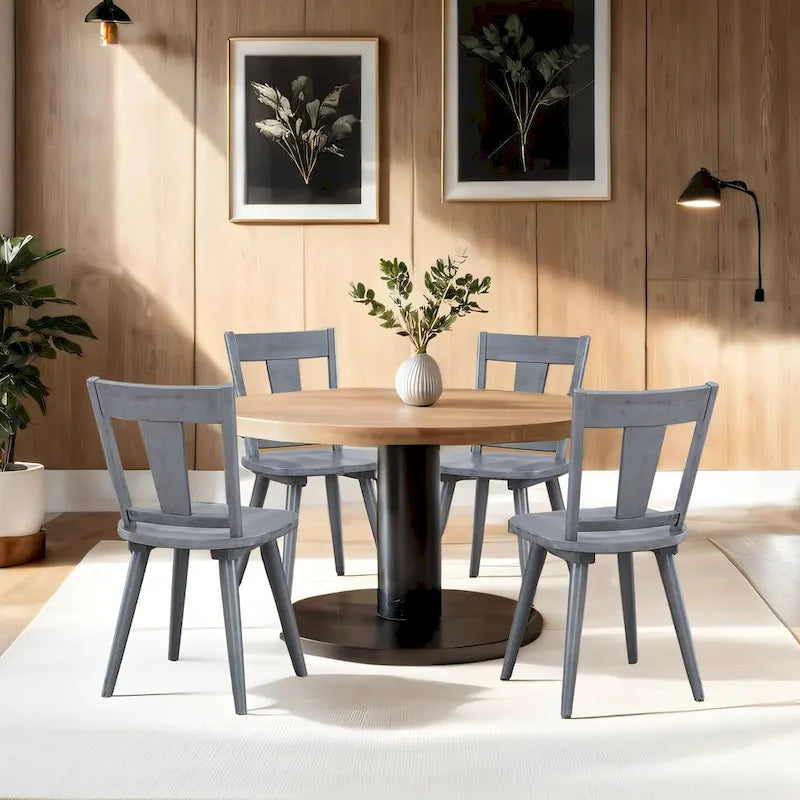 Vintage Panel Back Wooden Dining Chairs