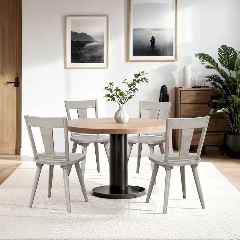 Vintage Panel Back Wooden Dining Chairs