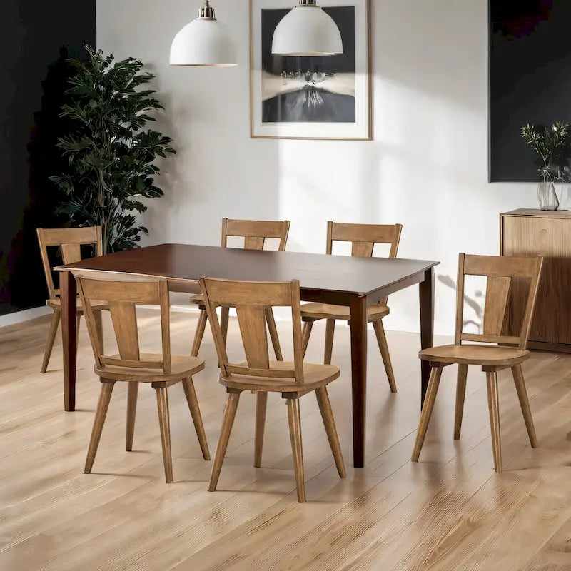 Vintage Panel Back Wooden Dining Chairs