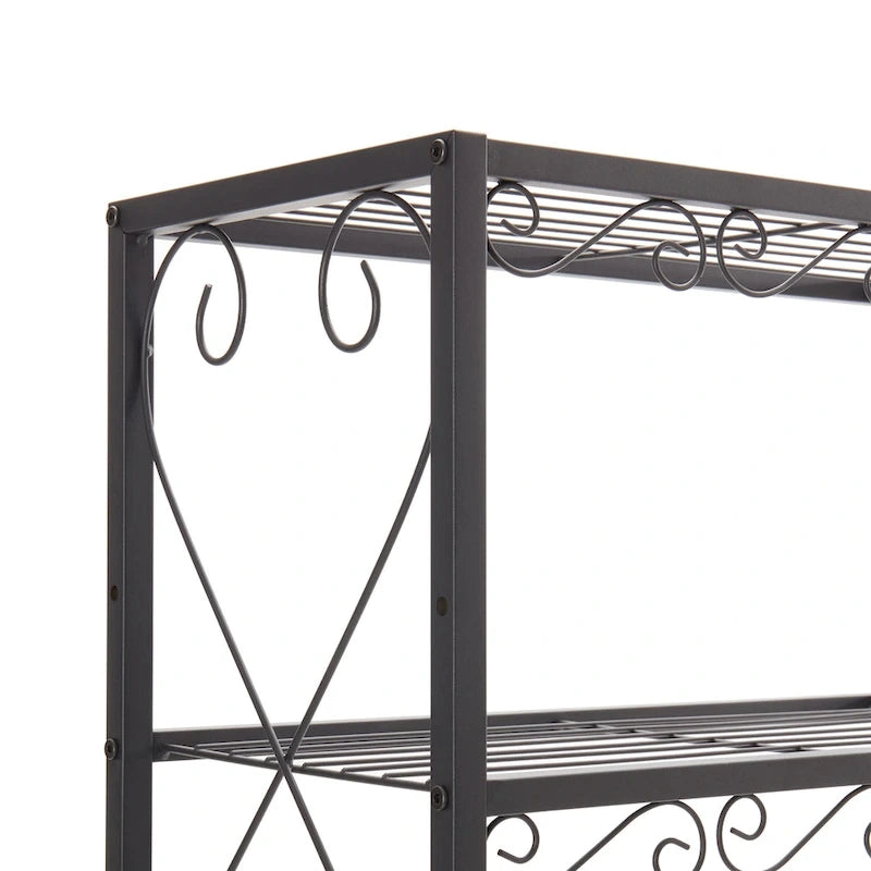 Rustic Brown Metal Queen Bed Frame, Headboard with 2 Nightstands and Bookcase