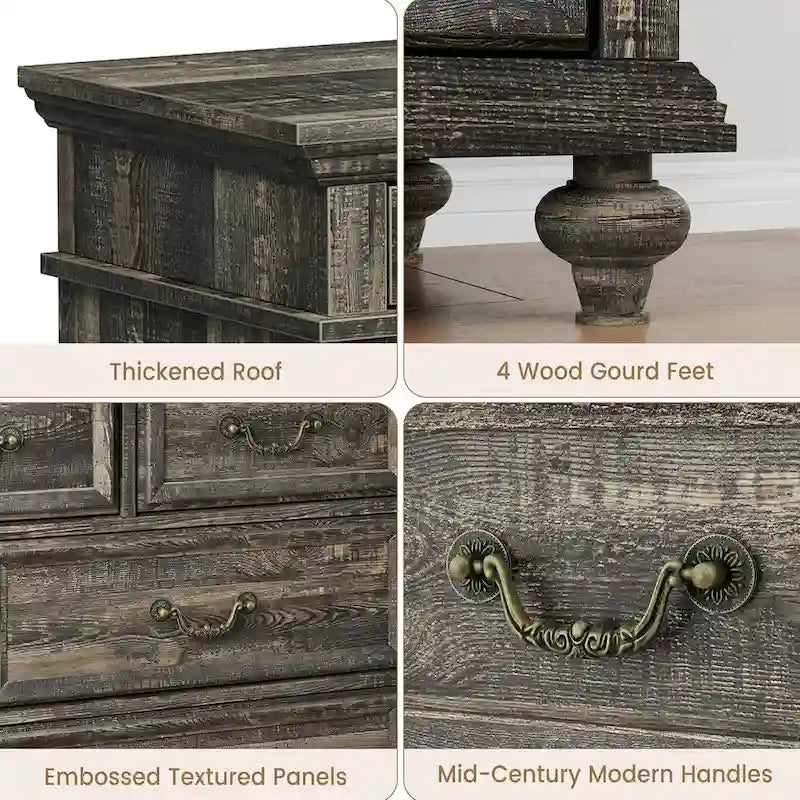 Vintage 9 Drawers Dresser for Bedroom, Living Room