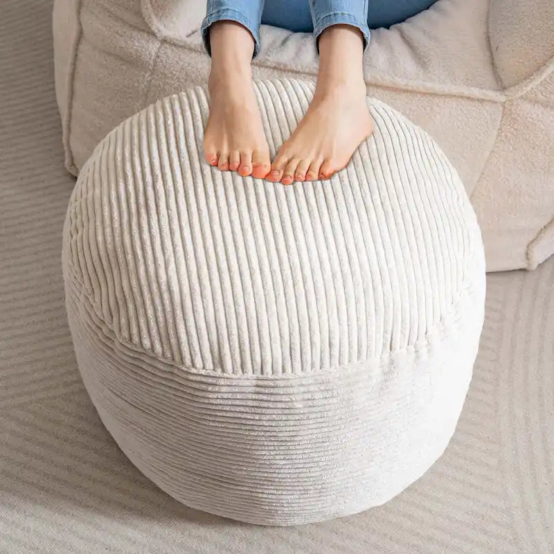 Round Corduroy Pouf Ottoman 20-inch/26inch