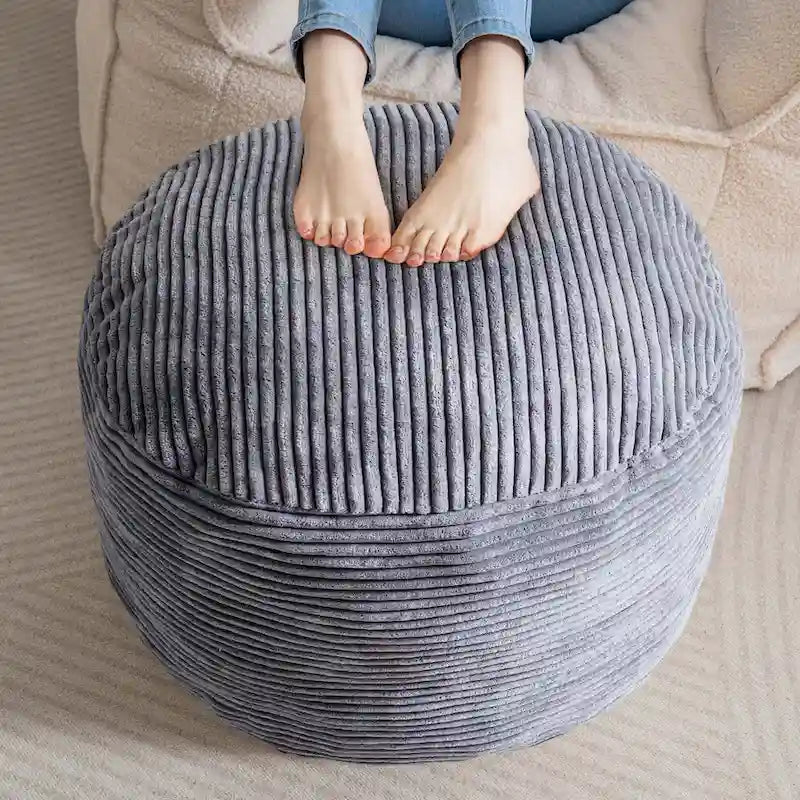 Round Corduroy Pouf Ottoman 20-inch/26inch