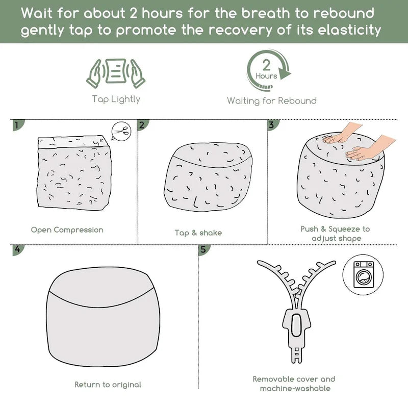 Round Corduroy Pouf Ottoman 20-inch/26inch