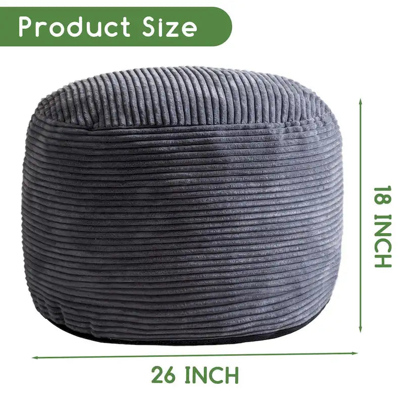 Round Corduroy Pouf Ottoman 20-inch/26inch
