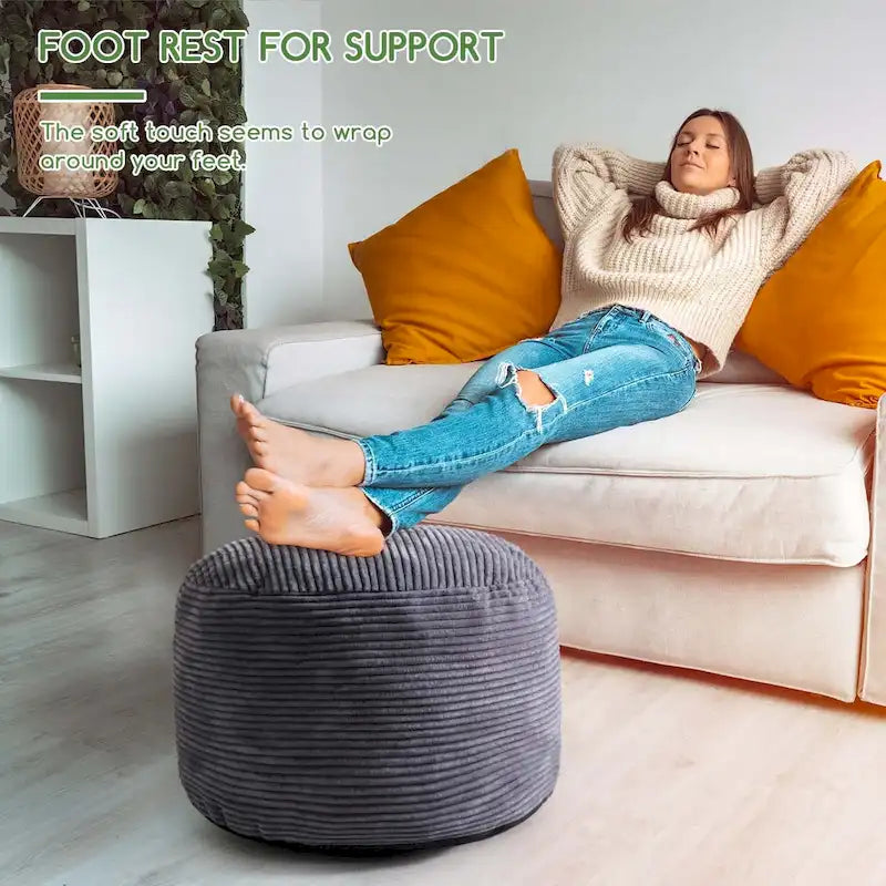 Round Corduroy Pouf Ottoman 20-inch/26inch
