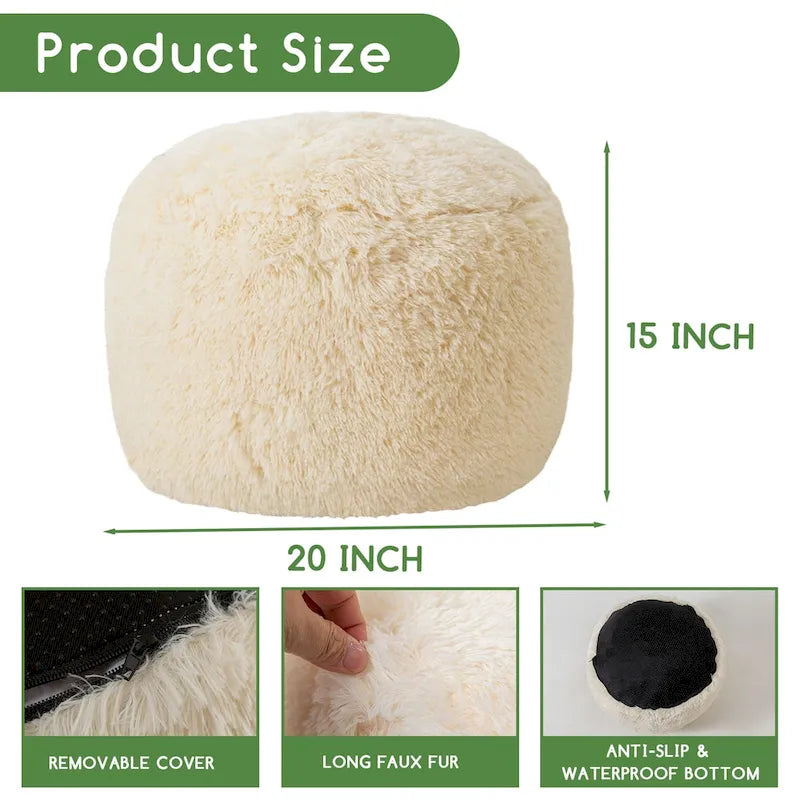 Round Corduroy Pouf Ottoman 20-inch/26inch