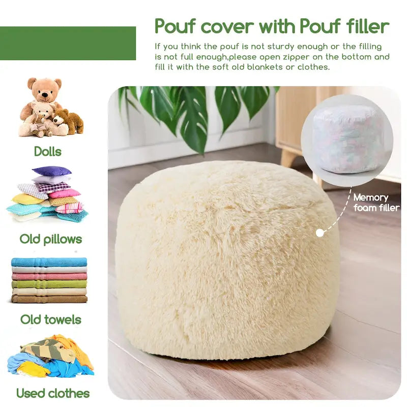 Round Corduroy Pouf Ottoman 20-inch/26inch