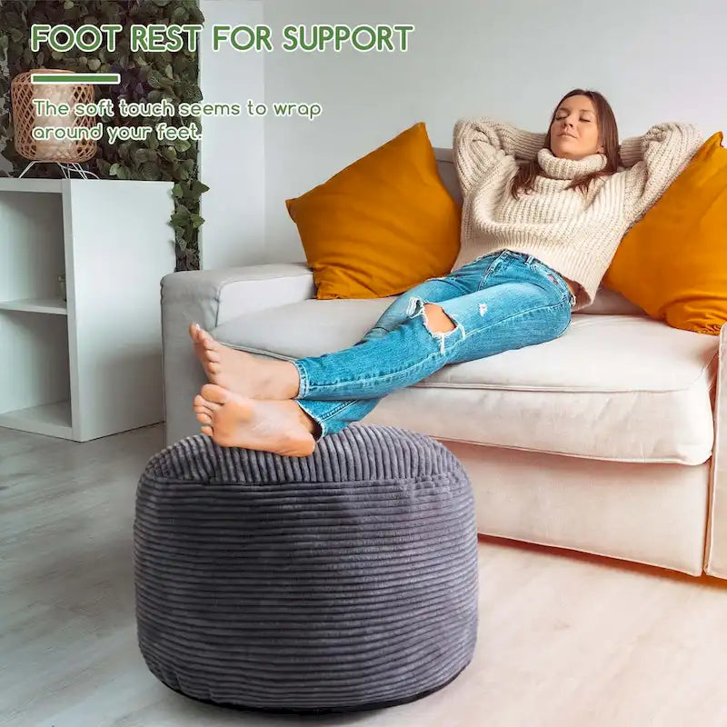 Round Corduroy Pouf Ottoman 20-inch/26inch