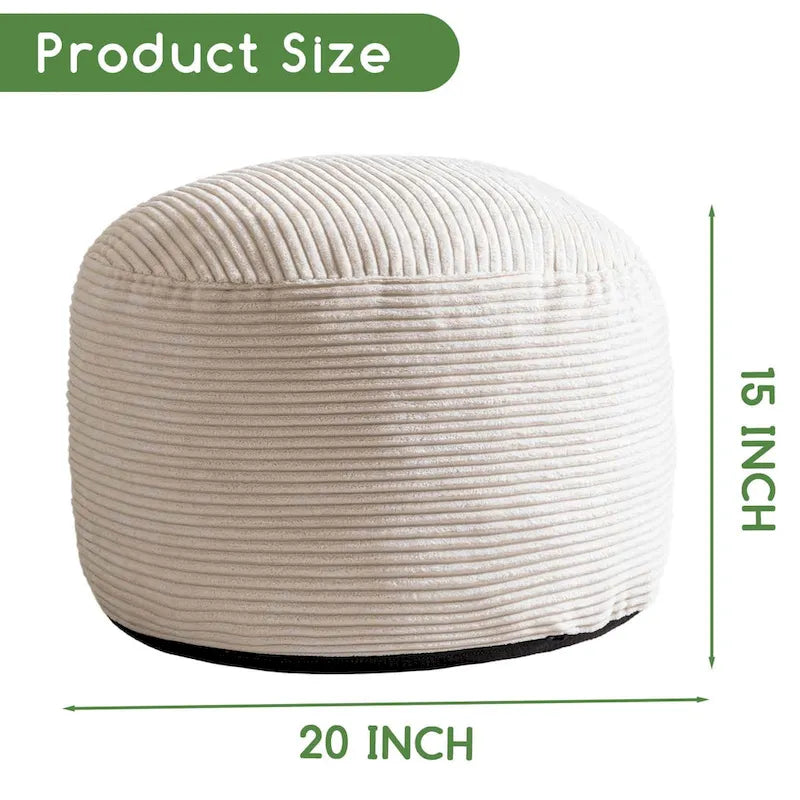 Round Corduroy Pouf Ottoman 20-inch/26inch