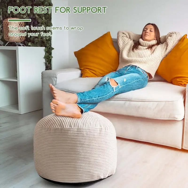 Round Corduroy Pouf Ottoman 20-inch/26inch