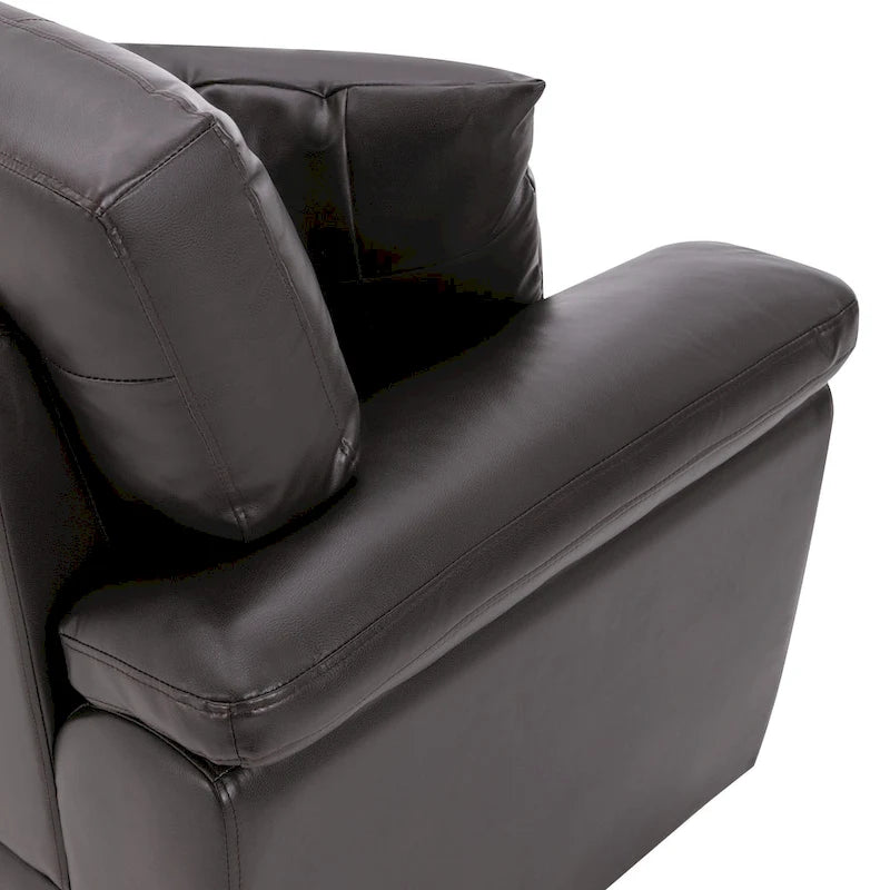 Upholstered Living Room Set, 4 Pieces - Faux Leather Chair, Loveseat, sofa with Ottoman
